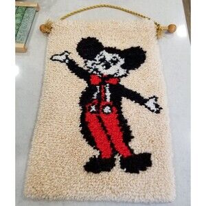 vintage Disney mickey mouse latch hook hanging rug